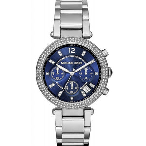 Michael Kors Parker Chronograph Blue Dial Silver Steel Strap Watch for Women - MK6117 Authentic Buy Shop Now