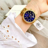 Michael Kors Parker Chronograph Blue Dial Gold Steel Strap Watch For Women - MK6262 Authentic Buy Shop Now