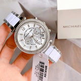 Michael Kors Parker Chronograph Silver Dial Silver Steel Strap Watch For Women - MK6354 Authentic Buy Shop Now