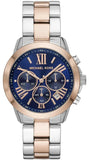 Michael Kors Bradshaw Chronograph Blue Dial Two Tone Steel Strap Watch For Women - MK6389 Authentic Buy Shop Now
