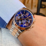 Michael Kors Bradshaw Chronograph Blue Dial Two Tone Steel Strap Watch For Women - MK6389 Authentic Buy Shop Now