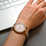 Michael Kors Ritz Chronograph Rose Gold Dial Rose Gold Steel Strap Watch For Women - MK6485 Authentic Buy Shop Now