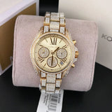 Michael Kors Mini Bradshaw Crystals Gold Dial Gold Steel Strap Watch For Women - MK6494 Authentic Buy Shop Now