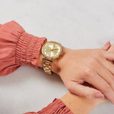 Michael Kors Sofie Chronograph Quartz Gold Dial Gold Steel Strap Watch For Women - MK6559 Authentic Buy Shop Now