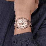 Michael Kors Ritz Chronograph Rose Gold Dial Rose Gold Steel Strap Watch For Women - MK6598 Authentic Buy Shop Now