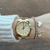 Michael Kors Channing Quartz Gold Dial Gold Steel Strap Watch For Women - MK6623 Authentic Buy Shop Now