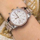 Michael Kors Ritz Chronograph White Dial Two Tone Steel Strap Watch For Women - MK6651 Authentic Buy Shop Now