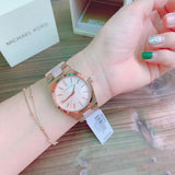 Michael Kors Channing Quartz Mother of Pearl Pink Dial Two Tone Steel Strap Watch For Women - MK6652 Authentic Buy Shop Now