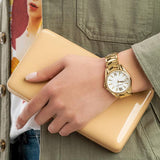 Michael Kors Whitney Three-Hand White Dial Gold Steel Strap Watch For Women - MK6693 Authentic Buy Shop Now