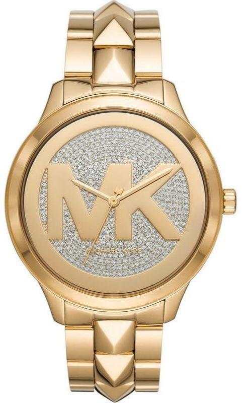 Michael Kors Runway Mercer Crystals Gold Dial Gold Steel Strap Watch For Women - MK6714 Authentic Buy Shop Now