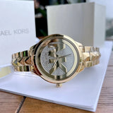 Michael Kors Runway Mercer Crystals Gold Dial Gold Steel Strap Watch For Women - MK6714 Authentic Buy Shop Now