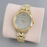 Michael Kors Runway Mercer Crystals Silver Dial Gold Steel Strap Watch For Women - MK6715 Authentic Buy Shop Now