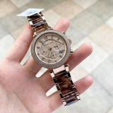 Michael Kors Parker Chronograph Rose Gold Dial Two Tone Steel Strap Watch For Women - MK6832 Authentic Buy Shop Now