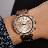Michael Kors Parker Chronograph Rose Gold Dial Two Tone Steel Strap Watch For Women - MK6832 Authentic Buy Shop Now