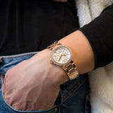 Michael Kors Camille Multifunction White Dial Rose Gold Steel Strap Watch For Women - MK6845 Authentic Buy Shop Now