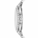 Michael Kors Layton Chronograph Mother of Pearl Blue Dial Silver Steel Strap Watch For Women - MK6847 Authentic Buy Shop Now