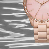 Michael Kors Layton Three Hand Pink Dial Rose Gold Steel Strap Watch For Women - MK6848 Authentic Buy Shop Now