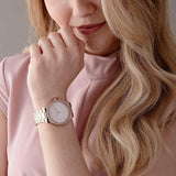 Michael Kors Layton Three Hand Pink Dial Rose Gold Steel Strap Watch For Women - MK6848 Authentic Buy Shop Now
