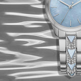 Michael Kors Runway Mercer Quartz Mother of Pearl Blue Dial Silver Steel Strap Watch For Women - MK6857 Authentic Buy Shop Now