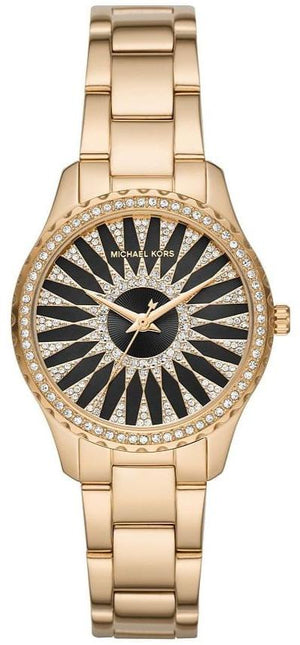 Michael Kors Layton Quartz Black Dial Gold Steel Strap Watch For Women - MK6892 Authentic Buy Shop Now