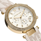 Michael Kors Parker Chronograph White Dial White Leather Strap Watch For Women - MK6916 Authentic Buy Shop Now