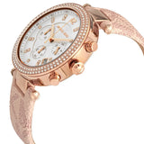 Michael Kors Parker Chronograph White Dial Pink Leather Strap Watch For Women - MK6935 Authentic Buy Shop Now