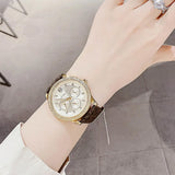 Michael Kors Tibby Multifunction Gold Dial Brown Leather Strap Watch For Women - MK6966 Authentic Buy Shop Now