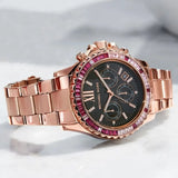 Michael Kors Everest Chronograph Black Dial Rose Gold Steel Strap Watch for Women - MK6972 Authentic Buy Shop Now
