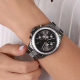 Michael Kors Everest Chronograph Black Dial Grey Steel Strap Watch For Women - MK6974 Authentic Buy Shop Now