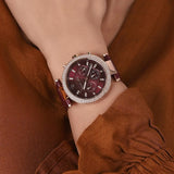 Michael Kors Parker Chronograph Red Dial Red Leather Strap Watch For Women - MK6986 Authentic Buy Shop Now