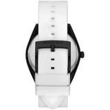 Michael Kors Janelle Three Hand Black Dial White Rubber Strap Watch For Women - MK7137 Authentic Buy Shop Now