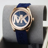 Michael Kors Janelle Three Hand Blue Dial Blue Rubber Strap Watch For Women - MK7140 Authentic Buy Shop Now