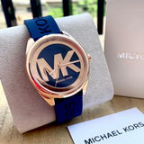 Michael Kors Janelle Three Hand Blue Dial Blue Rubber Strap Watch For Women - MK7140 Authentic Buy Shop Now