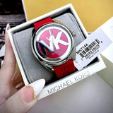 Michael Kors Janelle Three Hand Red Dial Red Rubber Strap Watch For Women - MK7144 Authentic Buy Shop Now