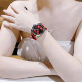 Michael Kors Janelle Three Hand Red Dial Red Rubber Strap Watch For Women - MK7144 Authentic Buy Shop Now