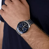 Michael Kors Cunningham Multifunction Blue Dial Silver Steel Strap Watch For Men - MK7153 Authentic Buy Shop Now