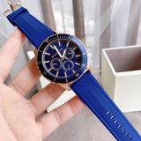 Michael Kors Cunningham Multifunction Blue Dial Blue Rubber Strap Watch For Men - MK7163 Authentic Buy Shop Now