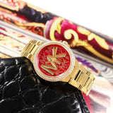 Michael Kors Camille Analog Red Dial Gold Steel Strap Watch For Women - MK7196 Authentic Buy Shop Now