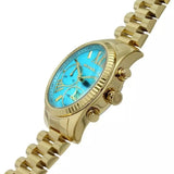 Michael Kors Lexington Chronograph Blue Dial Gold Steel Strap Watch For Women - MK7216 Authentic Buy Shop Now