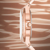 Michael Kors Lennox Three Hand Rose Gold Dial Rose Gold Steel Strap Watch For Women - MK7230 Authentic Buy Shop Now