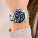 Michael Kors Everest Chronograph Blue Dial Silver Steel Strap Watch For Women - MK7237 Authentic Buy Shop Now