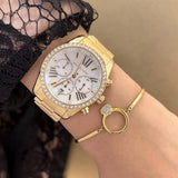Michael Kors Lexington Mother of Pearl White Dial Gold Steel Strap Watch For Women - MK7241 Authentic Buy Shop Now