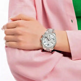 Michael Kors Lexington Chronograph White Dial Silver Steel Strap Watch For Women - MK7243 Authentic Buy Shop Now