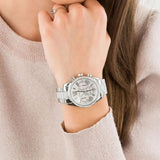 Michael Kors Lexington Chronograph White Dial Silver Steel Strap Watch For Women - MK7243 Authentic Buy Shop Now