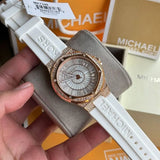 Michael Kors Lennox Three-Hand Crystals Dial White Silicone Strap Watch For Women - MK7248 Authentic Buy Shop Now