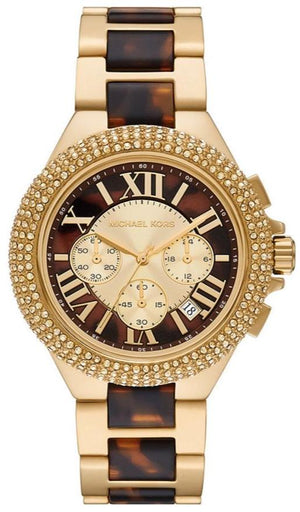 Michael Kors Camille Chronograph Brown Dial Two Tone Steel Strap Watch For Women - MK7269 Authentic Buy Shop Now