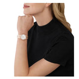 Michael Kors Lennox Three Hand Silver Dial Rose Gold Steel Strap Watch For Women - MK7279 Authentic Buy Shop Now