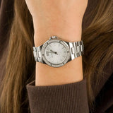 Michael Kors Lennox Three Hand Silver Dial Silver Steel Strap Watch For Women - MK7280 Authentic Buy Shop Now