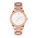 Michael Kors Tibby Chronograph White Dial Rose Gold Steel Strap Watch For Men - MK7293 Authentic Buy Shop Now