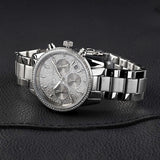 Michael Kors Ritz Chronograph Crystals Silver Dial Silver Steel Strap Watch For Women - MK7301 Authentic Buy Shop Now